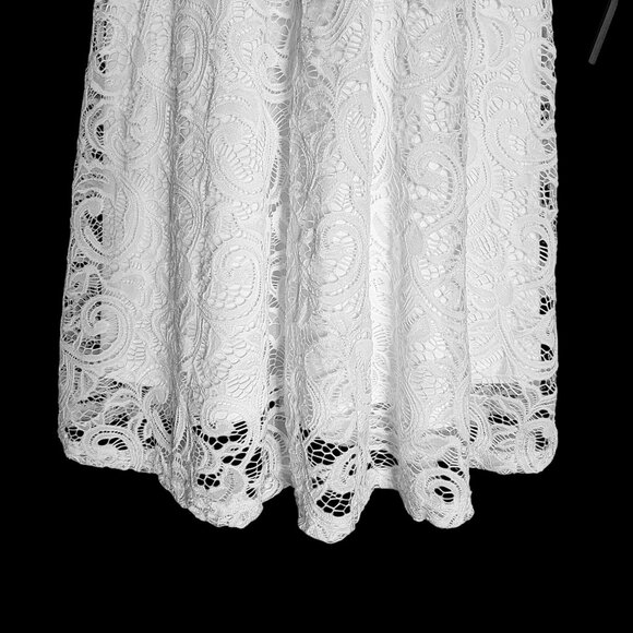 Women's Classic White Lace Sleeveless A-line Midi Minimalist Dress| Sz.‎ L (EUC) - Picture 6 of 9